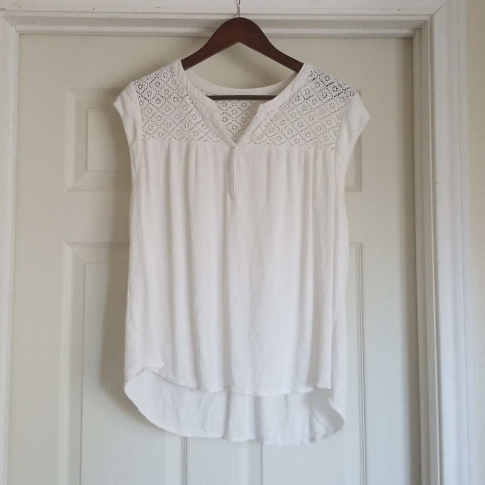 NWOT DR2 Cream Cap Sleeve Top